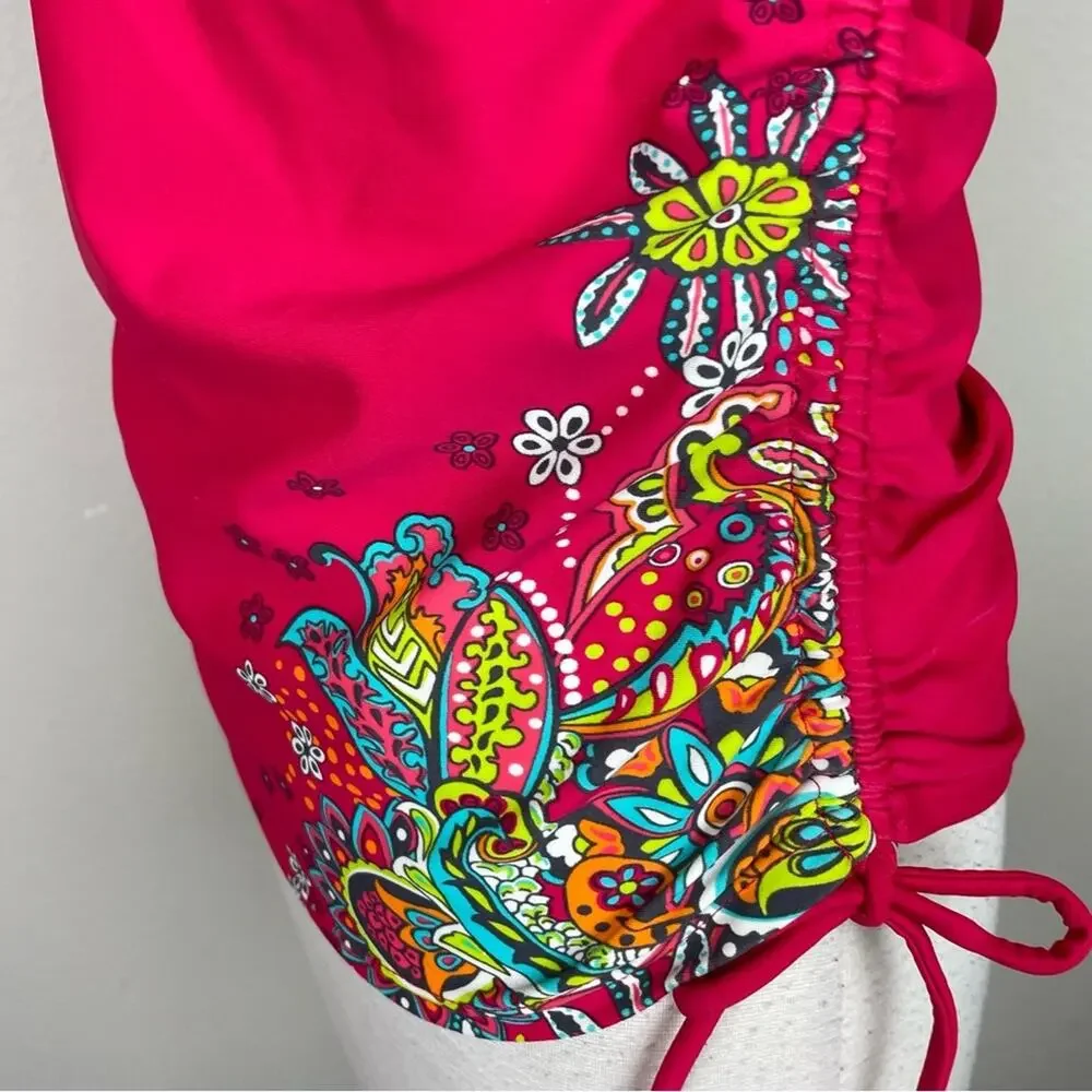 Athleta Pink Paisley Floral Montego Tankini Swim Top 32D/DD